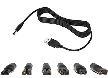 Cable Cargador Usb A Plug 5.5x2.1mm Con Kit Interlock Mini Ocho Pack 6 Plug Para Afeitadora