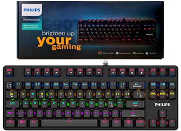 Teclado Philips G901 Usb Con Cable 1.6mts Switch Blue 87 Teclas Rgb Mecanico