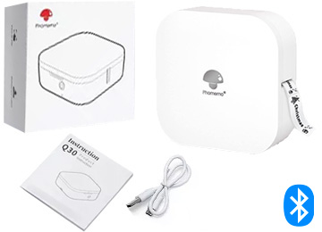 Rotuladora Termica Phomemo Q30 Mini Portatil - Usa 4 Pilas Aaa No Incluidas O Enchufada Trafo 5v 2a No Incluido - Incluye Cable Tipo C Y Rollo 12x40mm Blanco