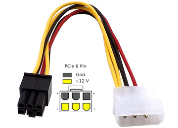 Cable De Fuente Adaptador Molex M A 6 Pines Pci-e Placas De Video Pci-e (si No Tiene La Fuente Adecuada No Se Recomienda)