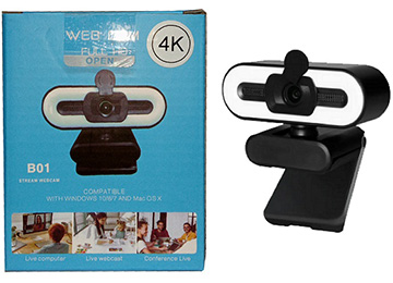 Webcam Stream B01 4k 30fps Usb Autofoco Con Microfono Y Tres Niveles De Luz Touch Flexible