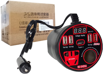 Inversor De Corriente Ws-A1 12v 24v A 220v 4xusb 1xusbtipoc 1x220v Hasta 60w Enchufe Universal Display Carga Rapida