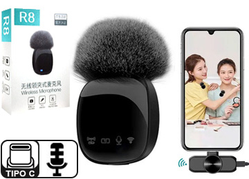 Microfono R8 Solo Telefonos Usb Tipo C Bluetooth Entrevistas Periodiosmo Aire Libre Bateria 400mah Android