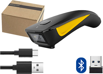 Lector De Codigo De Barras Netum C750 De Bolsillo 1d 2d Qr 2 En 1 Inalambrico + Bluetooth Sin Pie Sin Base - Incluye Cable Usb Tipo C Para Cargar