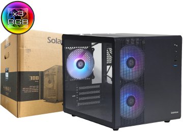 Gabinete Solarmax Cm-B300-Sf Microatx Frente Rgb Y Lateral Vidrio Templado Transparente 1xusb 2.0 1xusb3.0 2xjack3.5mm 2x3.5 3xssd 3 Cooler 120mm Rgb Vga Hasta 340mm Dimensiones 356x276x304mm