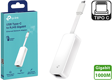 Placa De Red Usb Tipo C A Rj45 H Tp-Link Cue300c 10 100 1000 Gigabit Usb 3.0 Blanca