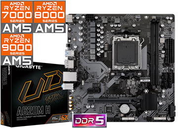 Mother Gigabyte A620m H 1xdisplayport 1xhdmi 2xddr5 6xusb 1xpciex16 1xpciex1 1xm2 4xsata Rj45 7.1 Am5 Ryzen Serie 7000 8000 9000 Hasta 120w - No Funciona Con Memorias Derlar