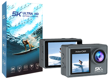 Camara Action 4k 60fps 5x Zoom Sumergible 30m 170 Grados Wifi Expandible Hasta 128gb 1050mah - Resolucion Maxima 4608x2592 - Con Microfono Y Control Remoto Inalambrico 2 Pulgadas Touchscreen
