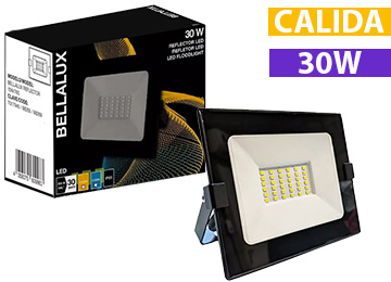 Reflector Led Bellalux 30w 830 Calido 220v 2400 Lumnes Ip65/Ik06 Equivalente 300w Negro