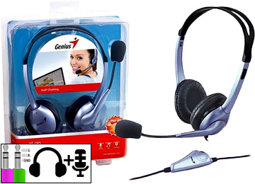 Auricular Vincha Genius Hs-04s Con Microfono 2 Conectores 3.5mm Verde Y Rosa