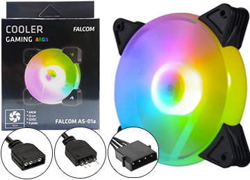 Cooler Turbina 120x120mm Falcom As-01 Argb Fijo  Conector Molex + Conector Argb 12v 120x120x25mm - Requiere Conector Argb Para Q Funcione La Iluminacion