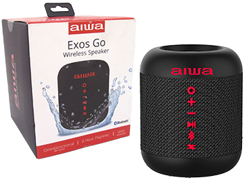 Parlante Aiwa Exos Go 1xusb 1xmicrosd 1xjack3.5mm Ipx4 Stereo Play Omnidireccional Ipx5 A Prueba De Agua Bluetooth Negro
