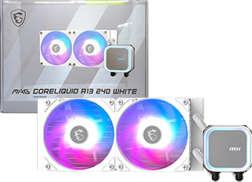 Water Cooler Msi Mag Coreliquid A13 240 2x120mm Argb Gen2 1700 1800 Am4 Am5 Dimensiones Radiador 277x119.6x27mm Incluye Pasta Termica Blanco
