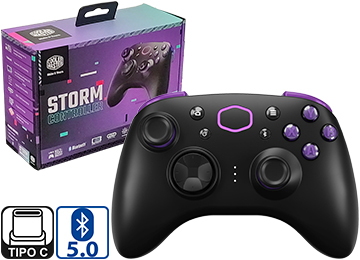 Joystick Cooler Master Storm Bateria 1000mah Bluetooth 5.0 Incluye Adaptador Celular Y Cable Tipo C De Carga Peso 220g Dimensiones 130x105x61mm Inalambrico Negro