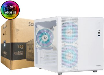 Gabinete Solarmax Cm-B300-Sf Microatx Frente Rgb 1xusb 2.0 1xusb3.0 2xjack3.5mm 2x3.5 3xssd 3 Cooler 120mm Rgb Vga Hasta 340mm Dimensiones 356x276x304mm Blanco