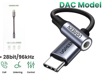 Adaptador Usb Tipo C A Jack 3.5mm Plug 3.5 Manos Libres Sin Jack De Carga Audio Digital Con Dac Ugreen 28bits 96khz