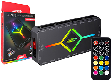 Hub Splitter Controladora Argb Pwm 5v 3 Pines 9 Puertos Magnetico Con Control Remoto Se Alimente Por Sata Sentey