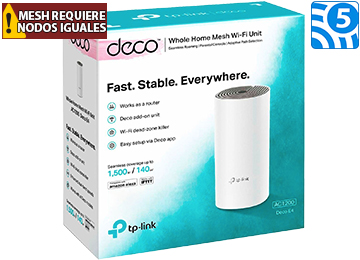 Router Access Point Nodo Tp-Link Deco E4 Mesh Ac1200 Wifi Dual Band 5ghz 867mbps 2.4ghz 300mbps