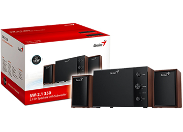 Parlantes Genius Sw-2.1 350 15w Control De Volumen Cable Plug 3.5mm Verde 220v Madera