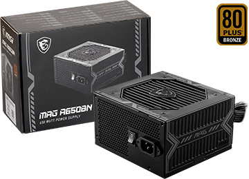 Fuente Msi Mag A650bn 650w 80 Plus Bronze +12v 54a 1x24pines 1x8pinescpu(4+4) 2x8pinespcie(6+2) 5xsata 2xmolex 1 Floppy