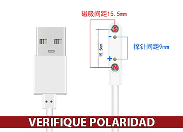 Cable Smartwatch Smartband Universal 2 Pines 9mm 15.5mm 60cm Se Conecta Al Cargador - Revisar Polaridad En La Foto