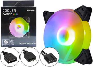 Cooler Turbina 120x120mm Falcom As-01m Argb Movil 4 Pines + Conector Argb 12v 4 Pines 120x120x25mm - Requiere Conector Argb Para Q Funcione La Iluminacion