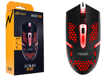 Mouse Noganet St-811 Usb Cable 1.5mts 1600dpi 4 Botones Rgb Iluminado Gamer