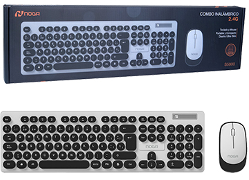 Kit Teclado + Mouse Noganet S5800 Teclas Redondas Slim Multimedia Teclado Usa 1xaa Mouse 2xaaa No Incluidas Inalambrico Gris Con Negro