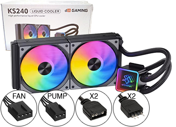 Water Cooler Snowman Ks240 240mm Argb 2x120mm Hasta 1600rpm Tdp250w 272x120x27mm 775 1151 1155 1150 1200 1700 1800 Am3 Am4 Am5 Fm2 Xeon E5 X79 X99 2011 2066 - No Incluye Pasta Termica Negro