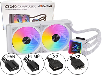 Water Cooler Snowman Ks240 240mm Argb 2x120mm Hasta 1600rpm Tdp250w 272x120x27mm 775 1151 1155 1150 1200 1700 1800 Am3 Am4 Am5 Fm2 Xeon E5 X79 X99 2011 2066 - No Incluye Pasta Termica Blanco