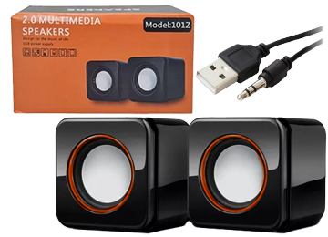 Parlantes 101z Usb 2.0 Cable 50cm 3watts 1.5wx2 Control De Volumen 65x65x65mm Negro