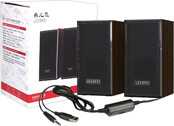Parlantes Leerfei M-1017 Usb 2.0 Cable 1mt 6w 2x3w Madera Marron Oscuro