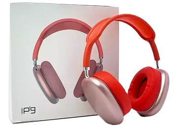 Auricular Vincha P9 Slot Microsd + Jack 3.5mm Manos Libres Bluetooth 5.3 Rojo Con Rosa