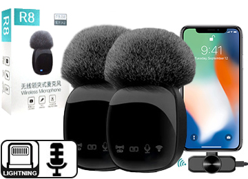 Microfono R8 X2 Unidades Solo Conector Lightning Bluetooth Entrevistas Periodiosmo Aire Libre Bateria 400mah Solo Apple Iphone