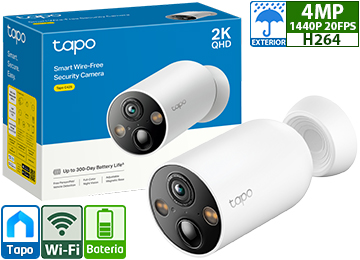 Camara Ip Tp-Link Tapo C425 2560x1440 2k Qhd 4mp H264 Wifi Vision Nocturna Full Color Sirena Deteccion Movimiento Vision 150 Grados Ip66 Soporta Microsd Hasta 512gb Bateria 10000mah - Exterior