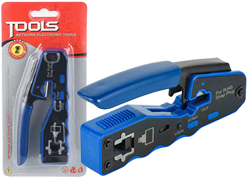 Crimpeadora Rj45 Con Corta Cable Traba De Bloqueo Azul En Blister