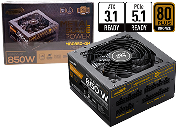 Fuente Sentey 850w Mbp850-Gm 80 Plus Bronze Full Modular Atx 3.1 Pci-E 5.1 +12v 70.8a 1x24pines 2x8pinescpu(4+4) 2x8pinespcie(6+2) 1x16pinespcie 6xsata 2xmolex Negra