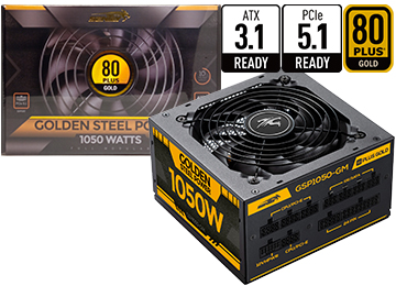 Fuente Sentey 1050w Gsp1050-Gm 80 Plus Gold Full Modular Atx 3.1 Pci-E 5.1 +12v 87.2a 1x24pines 2x8pinescpu(4+4) 2x8pinespcie(6+2) 1x16pinespcie 8xsata 3xmolex Negra