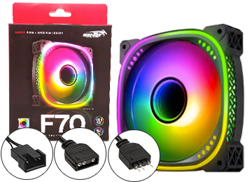 Cooler Turbina 120x120mm Sentey F70 Argb Pwm Efecto Infinito 800-1800rpm Conector 4 Pines + Conector Argb