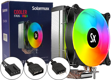 Cooler Solarmax Cc-421a 1x120mm Argb 800 A 2300rpm Conector 4 Pines 1851 1700 1366 1200 115x 1150 1151 1155 1156 Am4 Am5 Hasta 200w Argb 3 Pines