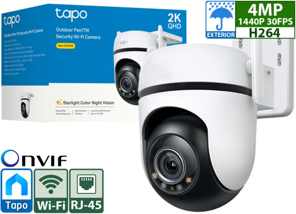 Camara Ip Tp-link Tapo C520ws 2k Qhd 4mpx 2560x1440px Night Vision Color Vision 360 Grados Ip66 Soporta Microsd Hasta 512gb - Exterior - App Tapo