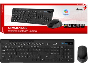 Kit Teclado + Mouse Genius Slimstar 8230 Mouse Usa 1xaa Teclado Usa 1xaa Incluidas 2 En 1 Bluetooth 5.3 + Inalambrico Negro