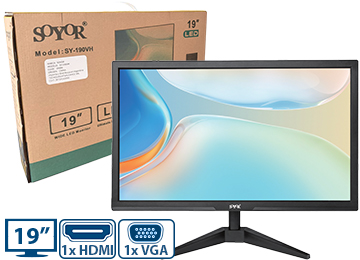 Monitor Soyor 19 Vga Hdmi Led 60hz 1440x900 8000:1 3ms Incluye Transformador 12v 3a Y Cable Hdmi / Vga - Outlet - Pixeles Defectuosos