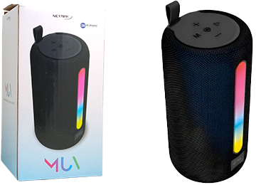 Parlante Netmak Nm-Muv 17cm 5w Con Luz Rgb Fm Usb Auxiliar Bluetooth 5.3 1200mah 9x17cm