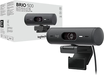 Webcam Logitech Brio 500 4 Mpx 720p 60fps 1080p 30 Fps Full Hd Con Hdr Dual Microfono  Auto Correccion De Iluminacion Cable Usb Tipo C Inlcuye Adaptador A Usb