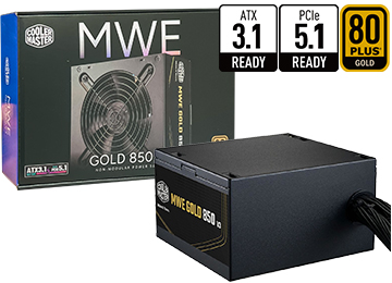 Fuente Cooler Master 850w Mwe 80 Plus Gold +12v 70.8a 20+4pines 2x8pines 2x6+2pines 6xsata 3xmolex Negra