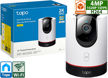 Camara Ip Tp-Link Tapo C225 Wifi6 2k Qhd 4mpx 2688x1520p 30fps Soporta Hasta 512gb Deteccion De Personas Bebe Mascota Interior