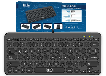 Teclado Intco Rdk-102 Cable Usb 1.3mts Mini Sin Numerico Dimensiones 288x127x21mm Negro