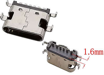 Usb Jack Hembra Tipo C 6 Pines 1.6mm