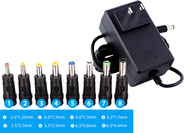 Cargador Transformador Universal 5v 4a 20w Con 8 Conectores Patas Rectas - Kit Fichas 8 Plug Plugs